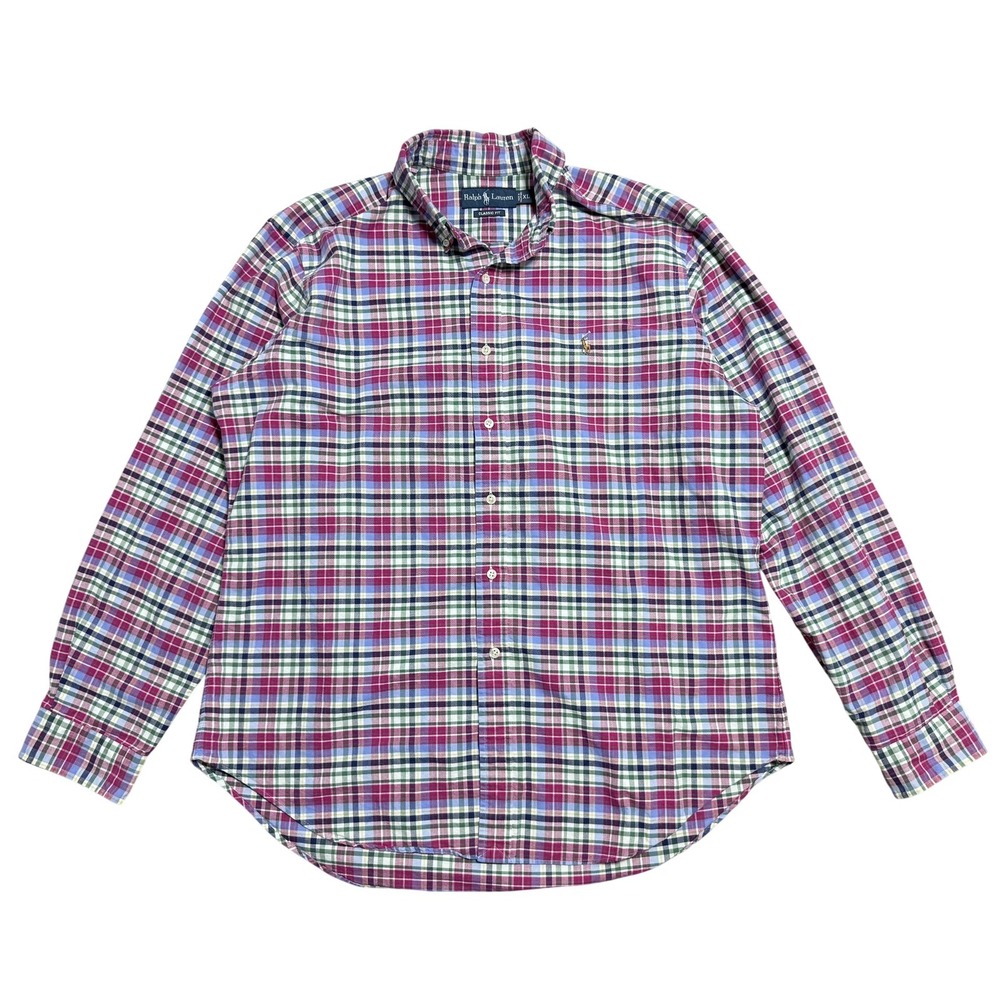 Ralph Lauren Shirt Mens XL Multicolor‎ Plaid Classic Fit Button Down Long Sleeve
